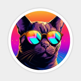 Retro Wave Burmese Cat Shirt Magnet